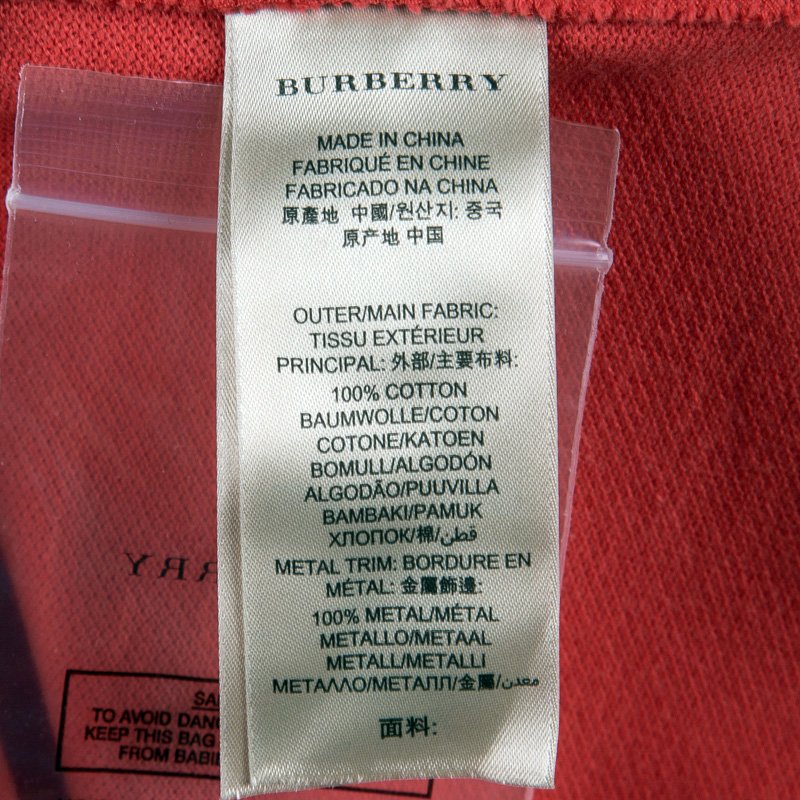 Burberry Brit Metal Chest Logo high quality Red Polo Shirt