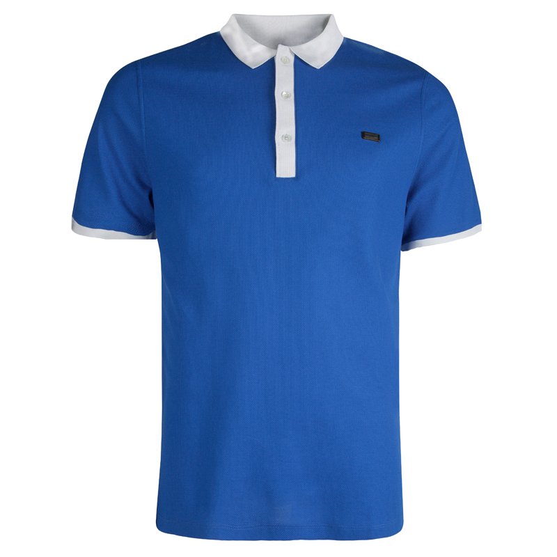 Burberry Blue Contrast Collar Polo T-Shirt XXL Burberry | The Luxury Closet