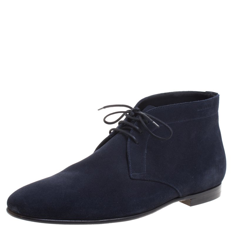Burberry Navy Blue Suede Bexton Desert Boots Size 42