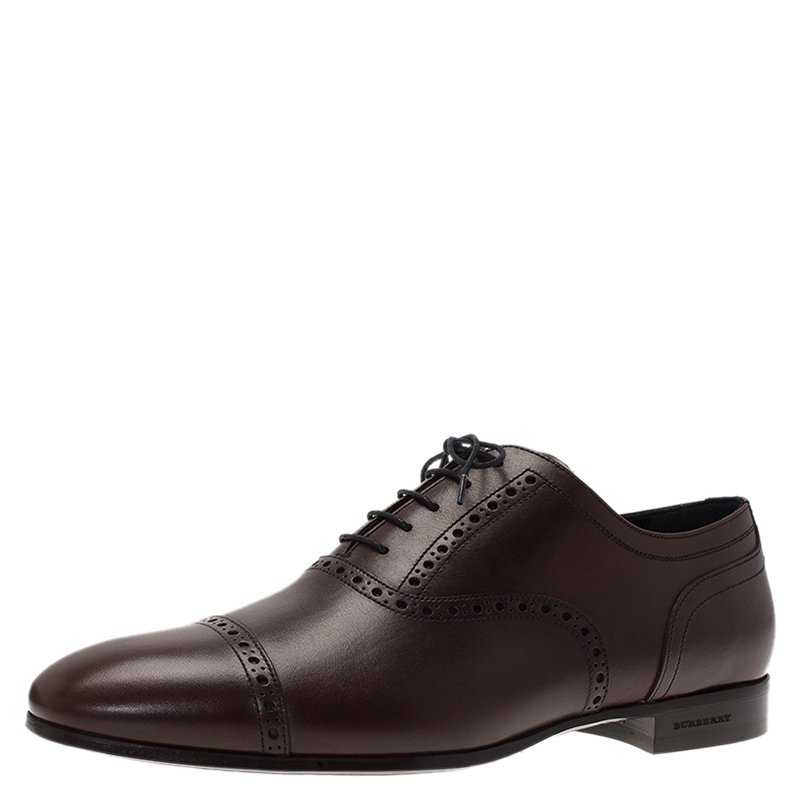 Burberry Brown Brogue Leather Markwell Lace Up Oxfords Size 43