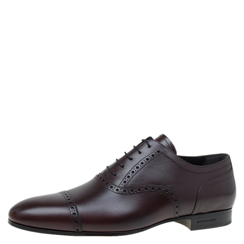 Burberry Brown Brogue Leather Markwell Lace Up Oxfords Size 44