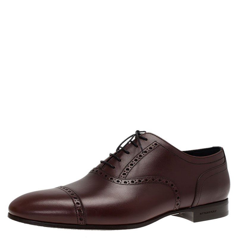 Burberry Brown Brogue Leather Markwell Lace Up Oxfords Size 44