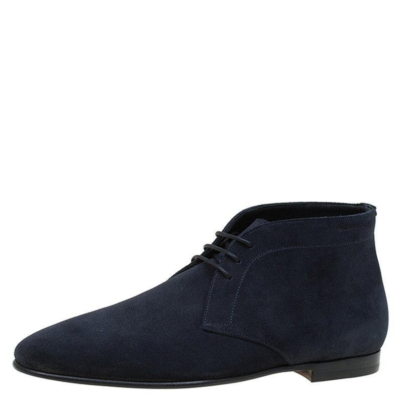 Burberry Navy Blue Suede Bexton Desert Boots Size 40