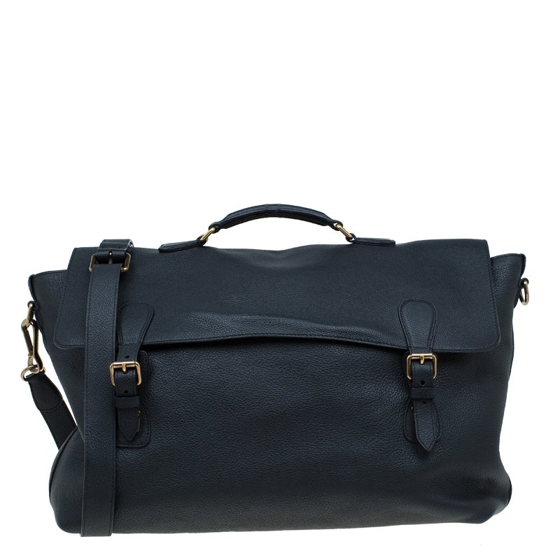 Burberry Black Leather Messenger Bag