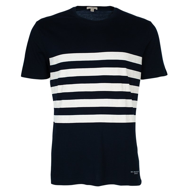 Pre Owned تيشيرت بربري بريت مخطط للرجال XL