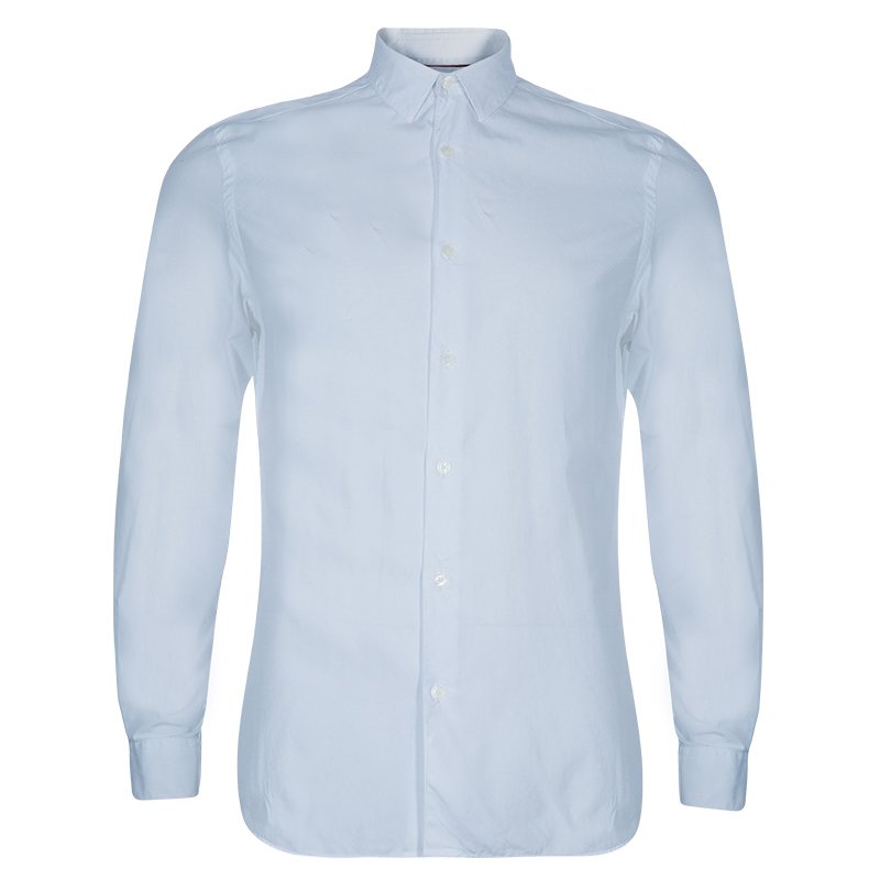 Pre Owned قميص بربري أبيض مفصل رجالي M