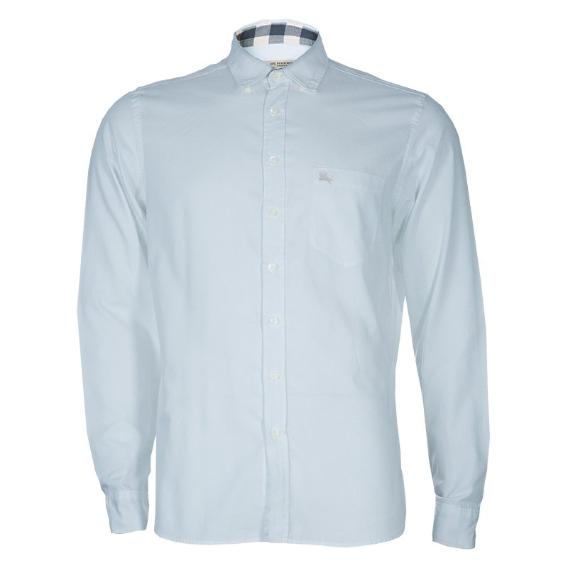 Burberry White Long Sleeve Buttondown Cotton Shirt L