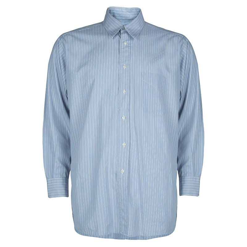 Burberry Blue Striped Cotton Shirt L