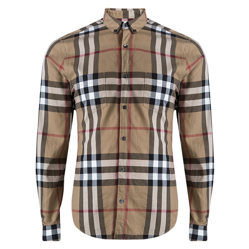 Burberry Brit Brown Nova Check Long Sleeve Button Front Shirt M ...