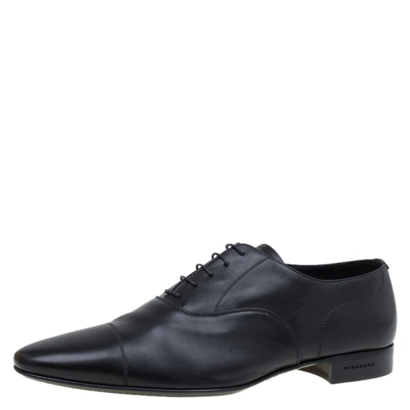Burberry Black Leather Cap Toe Lace Up Oxfords Size 43