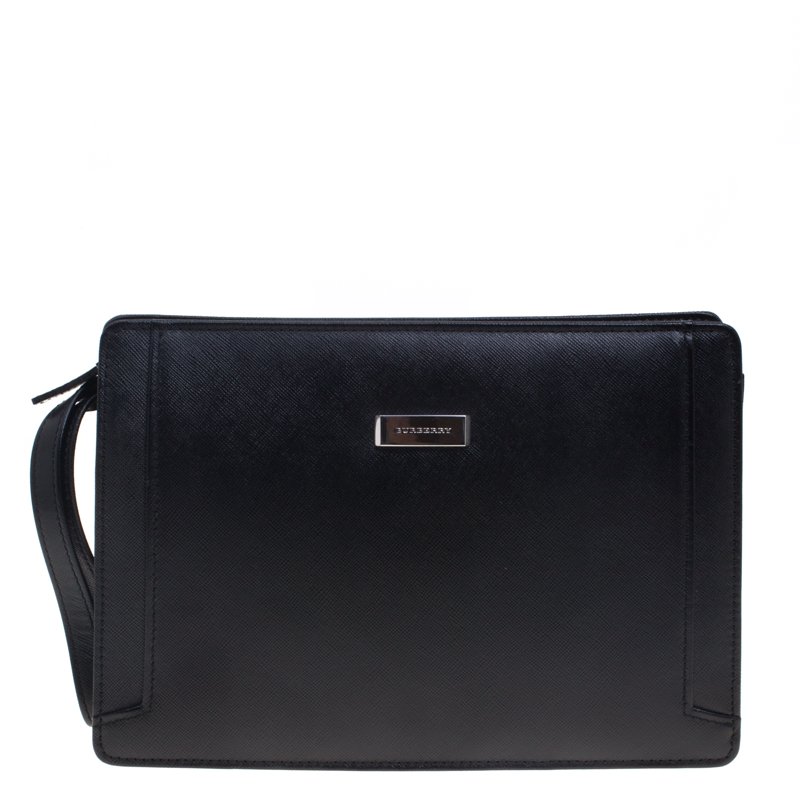 Burberry Black Textured Leather Pouch