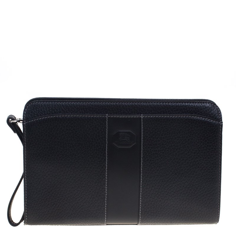 Burberry Black Grain Leather Pouch
