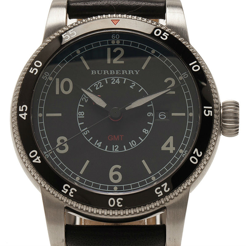 Burberry Black Stainless Steel The Utilitarian GMT Men's Wristwatch 42MM