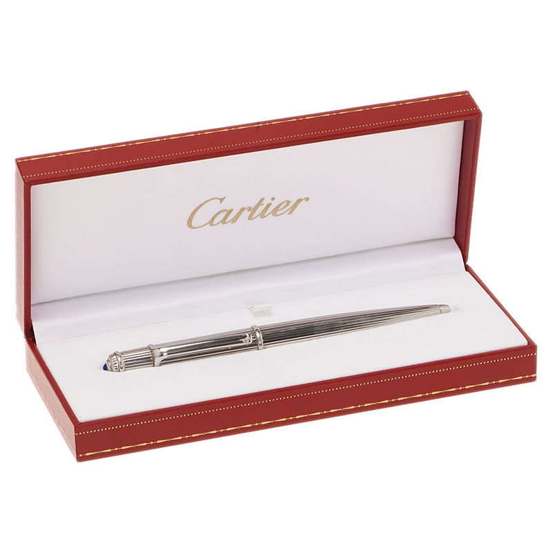 Cartier Silver Platinum Finish Diabolo Ballpoint Pen Cartier Tlc