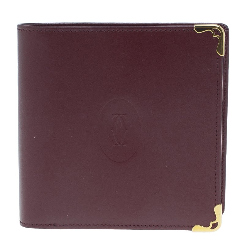 مملوكة مسبقًا Cartier Burgundy Calfskin Must De Cartier Wallet