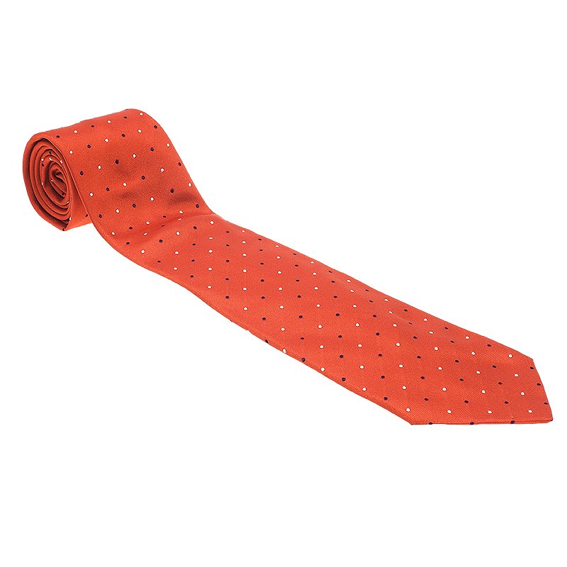 Pre Owned CH Carolina Herrera Red Polka Dot Silk Tie
