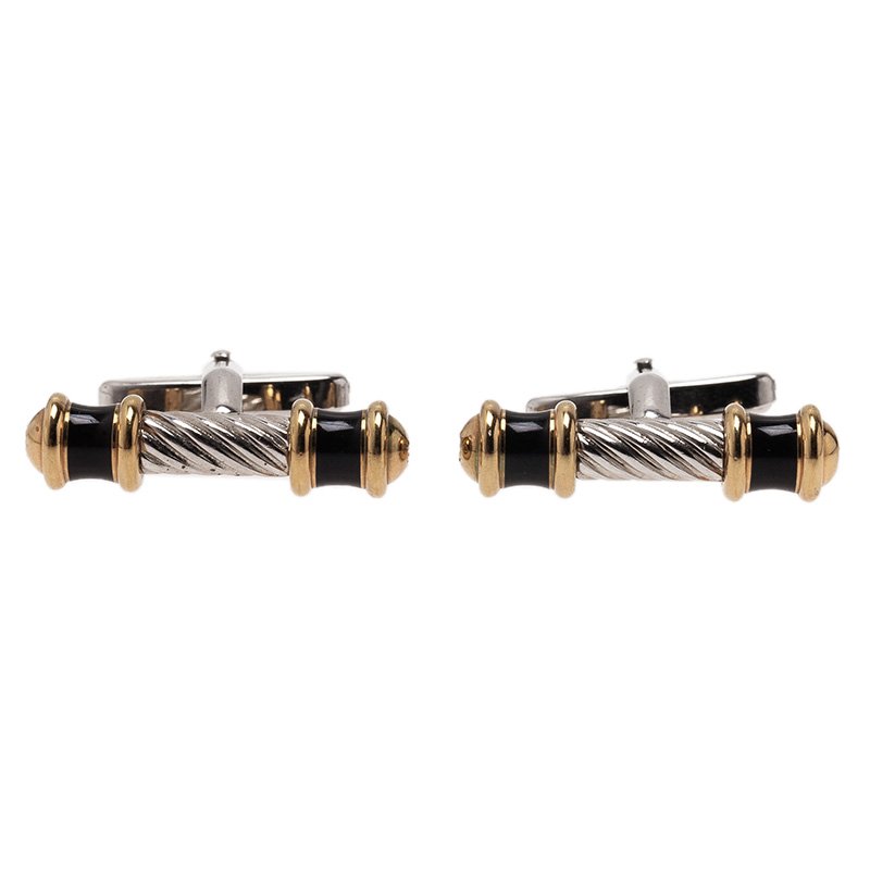 Charriol Silver PVD Men's Cufflinks
