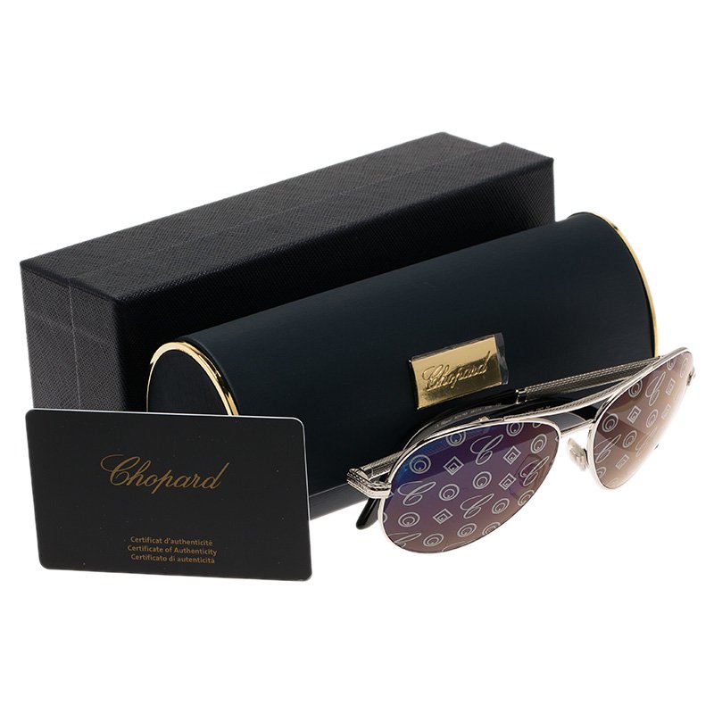 Chopard Silver SCH 763 Monogram Lenses Unisex Aviators Chopard TLC