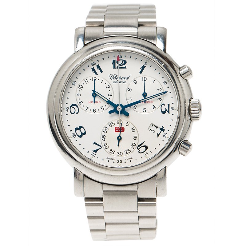 Pre Owned Chopard White Stainless Steel Mille Miglia Men's Wristwatch 38MM