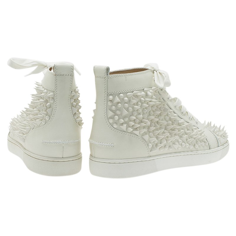 Christian Louboutin Men's Louis Spikes 2 Leather High-top Sneaker In White, ModeSens