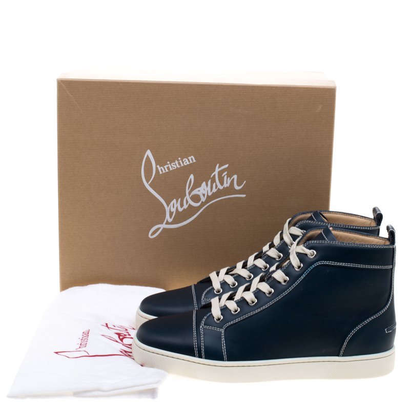 Louis leather low trainers Christian Louboutin Navy size 46 EU in Leather -  26864371