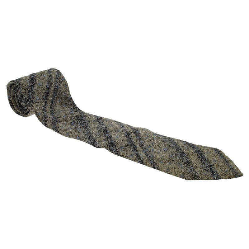 Pre Owned Dior Grey and Black Printed Silk Tie