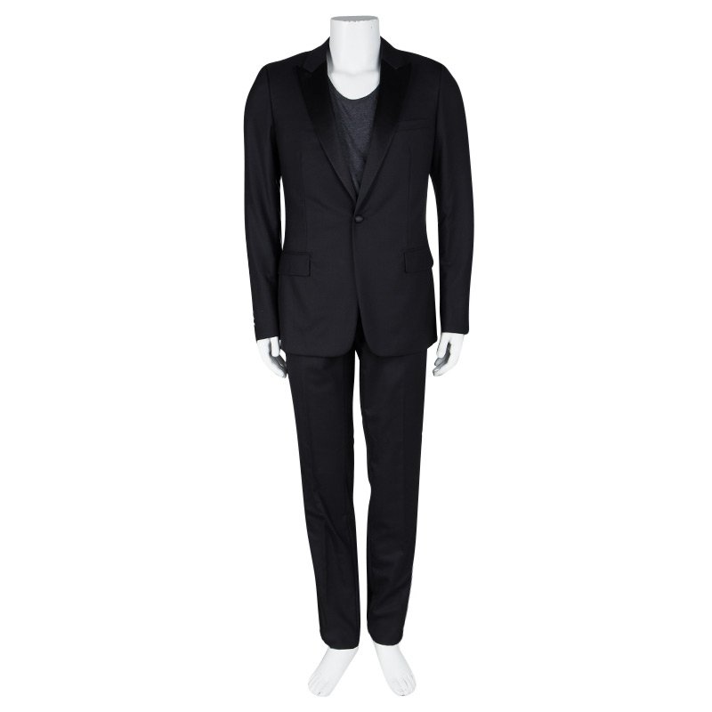 Dior Black Wool Satin Panel Detail Regular Fit Tailored Suit L Dior | TLC