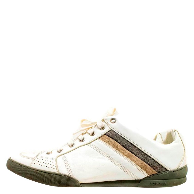 Pre Owned Dior White Leather and Suede Sneakers Size 43