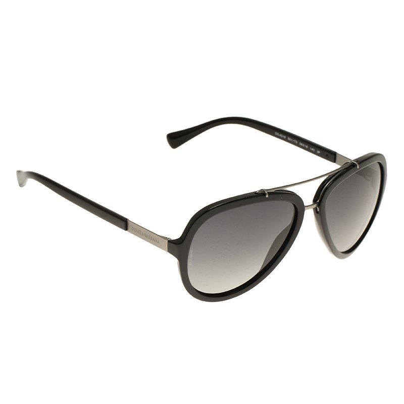 Pre Owned Dolce and Gabbana Black DG4218 Aviators