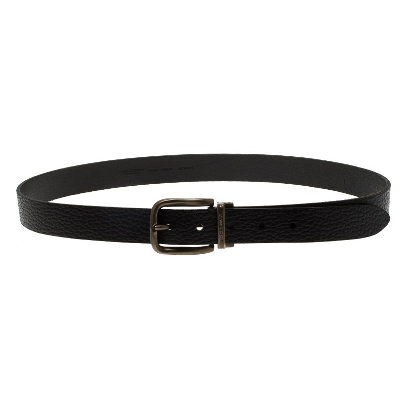 Pre Owned Dolce and Gabbana Black Pebbled Leather Classic Belt 90CM