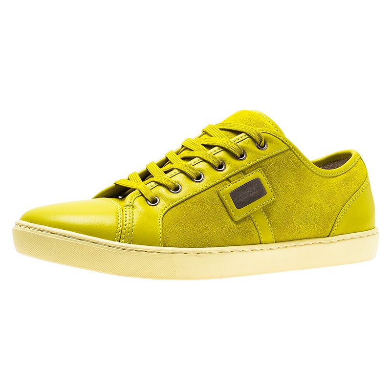 مملوكة مسبقًا Dolce and Gabbana Yellow Suede Sneakers Size 44