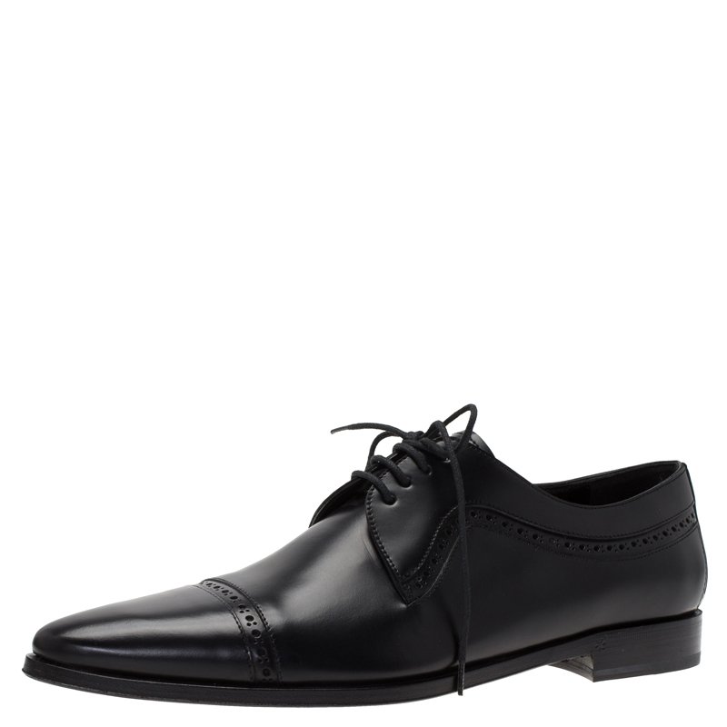 Pre Owned Dolce and Gabbana Black Leather Brogue Derby Size 40.5