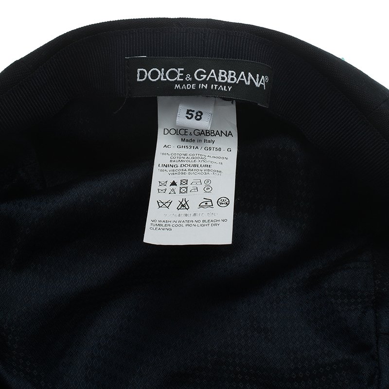 Dolce And Gabbana Black Cotton Flat Cap Size 58 Dolce Gabbana Tlc