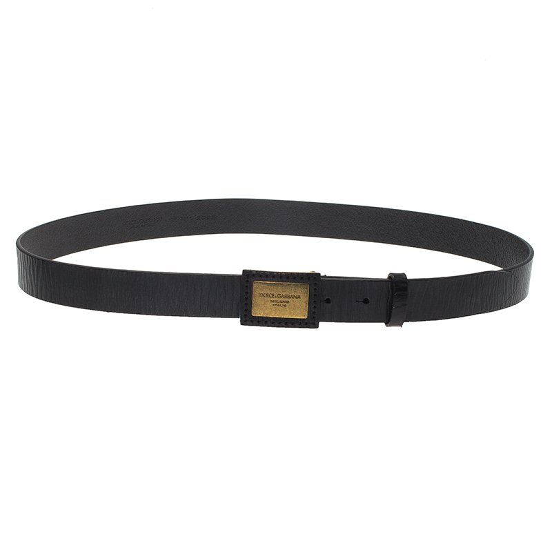 Dolce and Gabbana Black Leather Plaque Buckle Belt 100CM Dolce ...