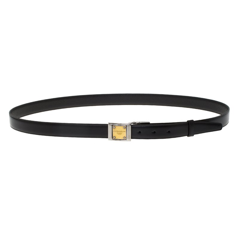 Pre Owned حزام دولتشي أند غابانا كلاسيك بوجهين جلد أسود 110 سم