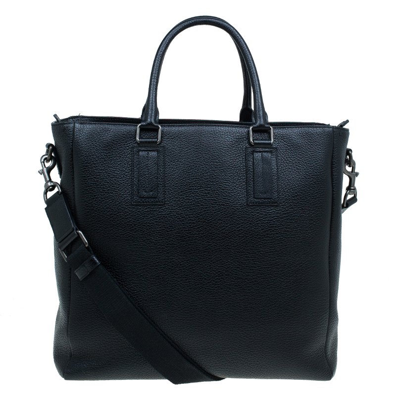 Pre Owned Dolce and Gabbana Black Pebbled Leather Tote Bag