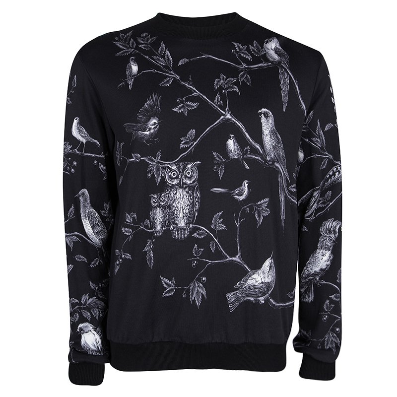 Dolce and Gabbana Black Bird Print Sweatshirt XXL