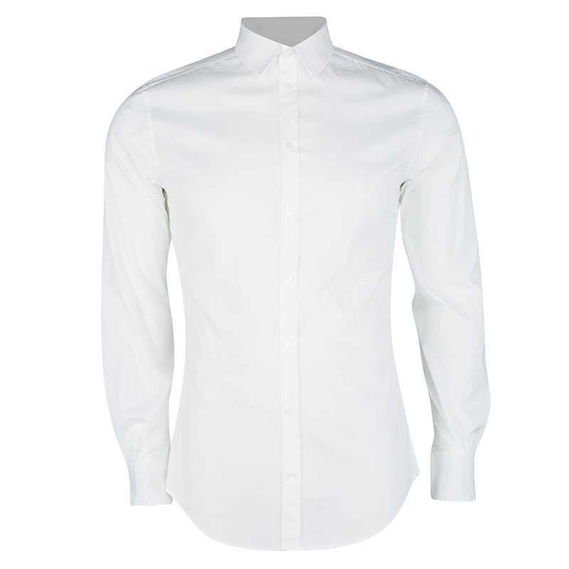 Pre Owned قميص دولتشي أند غابانا قطن أبيض بأكمام طويلة أزرار أمامية M