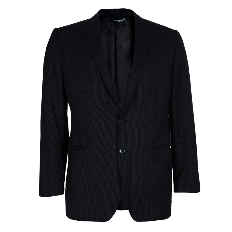 Dolce and Gabbana Men's Black Pinstripe Blazer L Dolce & Gabbana | TLC