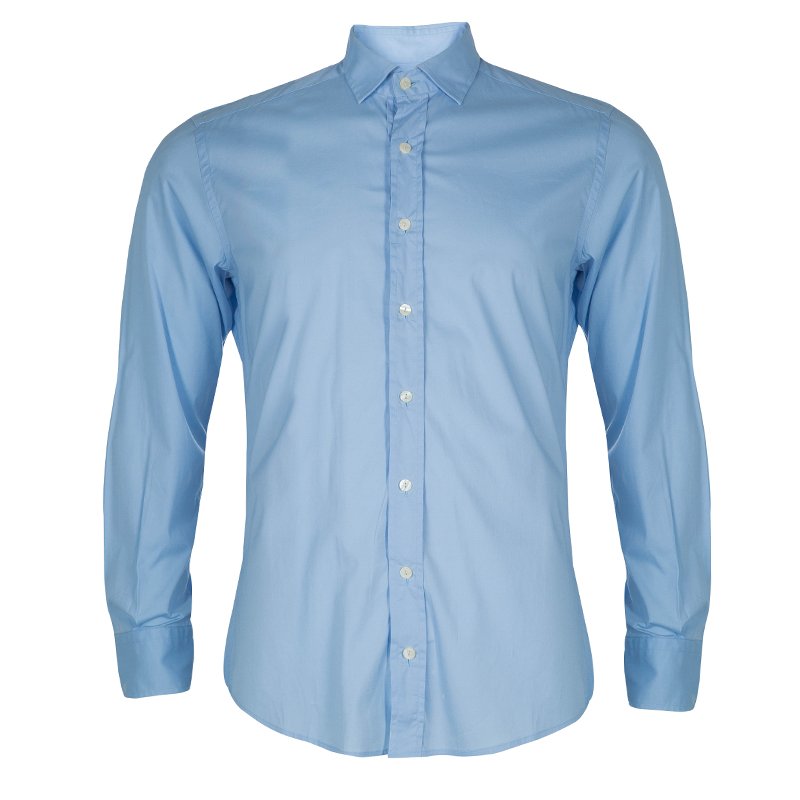 مملوكة مسبقًا قميص دولتشي أند غابانا مجسم أزرق للرجال M