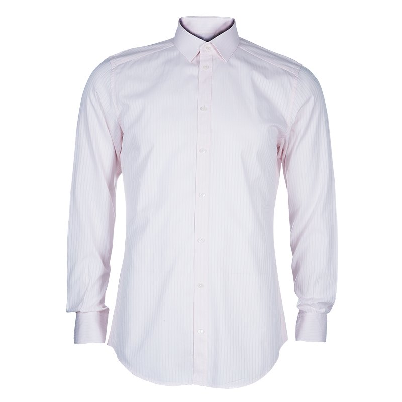 Pre Owned Dolce and Gabbana Men's Pink Striped Shirt M