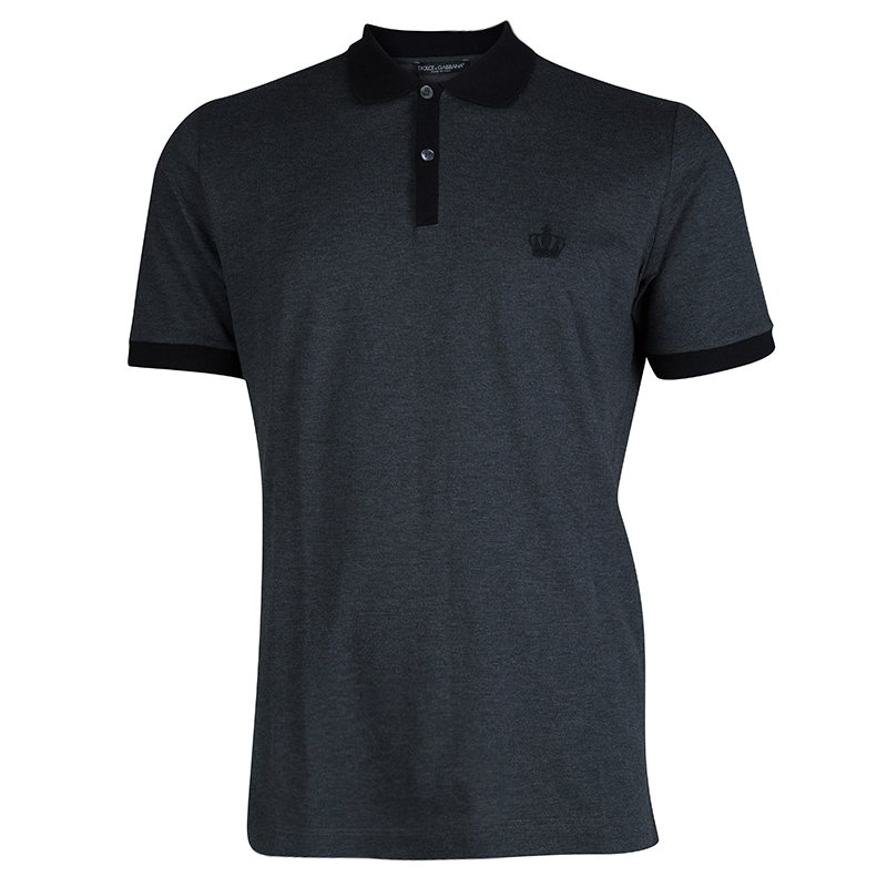 Pre Owned تي شيرت بولو دولتشي أند غابانا ياقة تريكو بلون مغاير رصاصي M