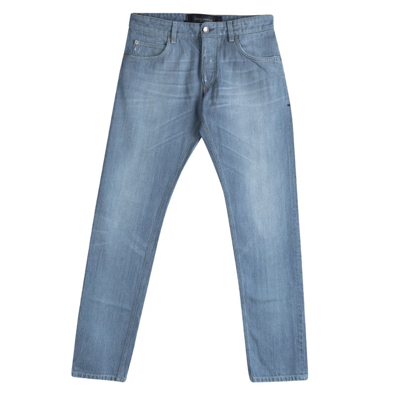 Pre Owned بنطلون جينز دولتشي أند غابانا أرجل مستقيمه أزرق فاتح S