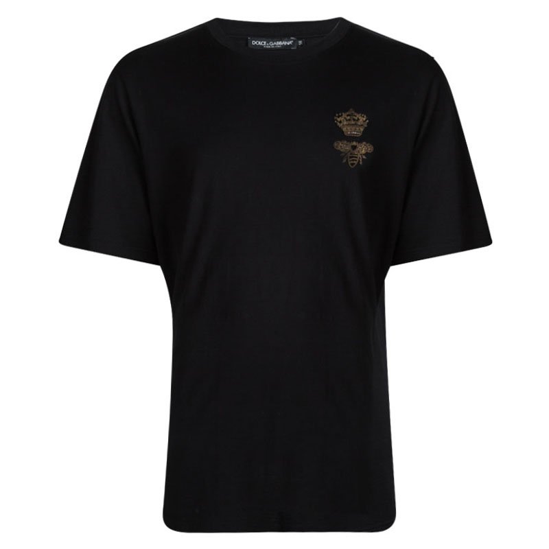 Dolce and Gabbana Black Queen Bee Embellishment Detail Crew Neck T-Shirt 4XL