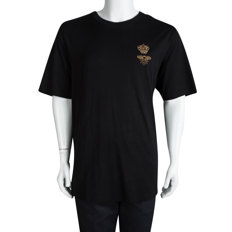 Dolce and Gabbana Black Queen Bee Embellishment Detail Crew Neck T-Shirt  4XL Dolce & Gabbana | TLC