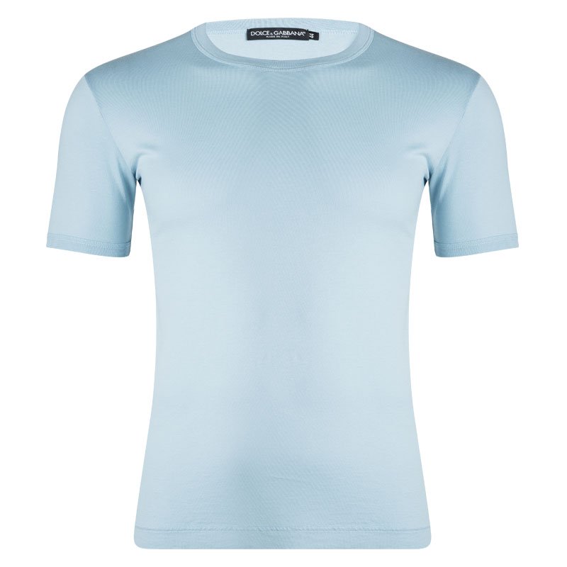 مملوكة مسبقًا Dolce and Gabbana Light Blue Crew Neck T-Shirt XS