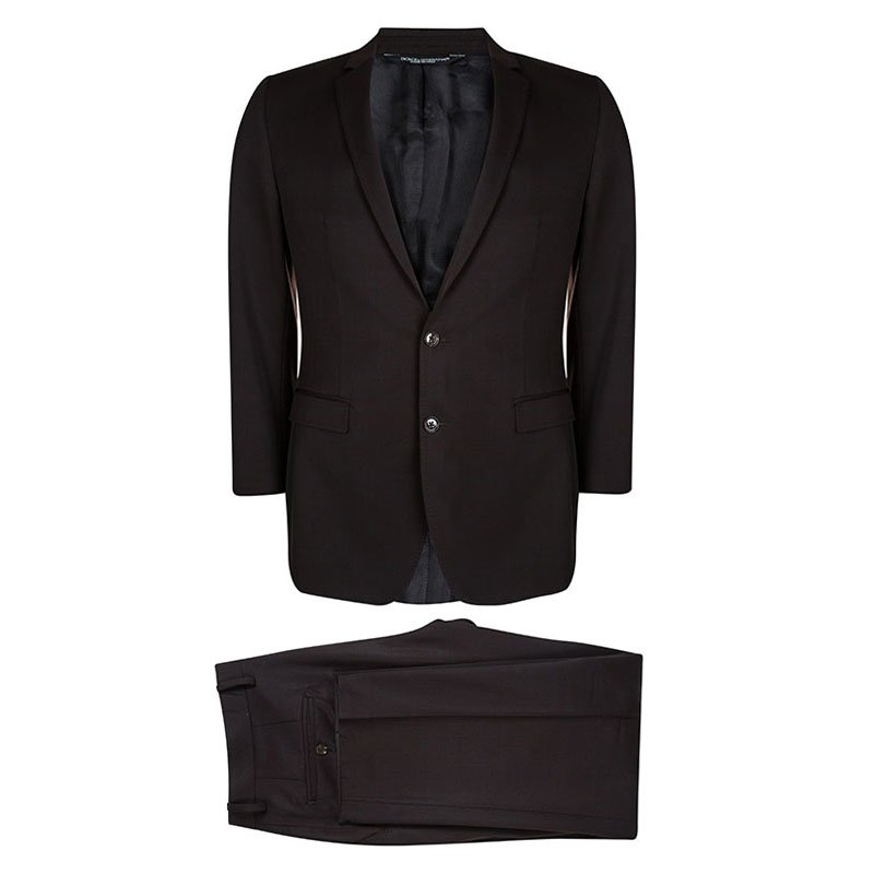 Pre Owned Dolce and Gabbana Dark Brown Wool Pant Suit M