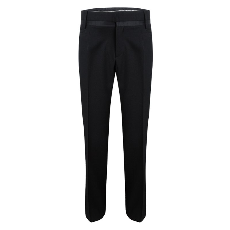 Dolce and Gabbana Black Wool Side Stripe Detail Trousers XXL