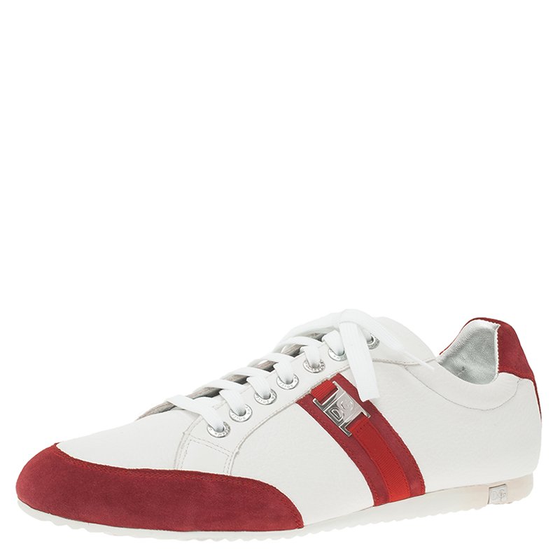 Pre Owned Dolce and Gabbana Two Tone Leather and Suede  Sneakers Size 45