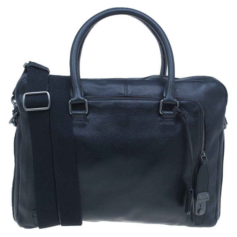 Pre Owned Dolce and Gabbana Black Leather Alan Breifcase